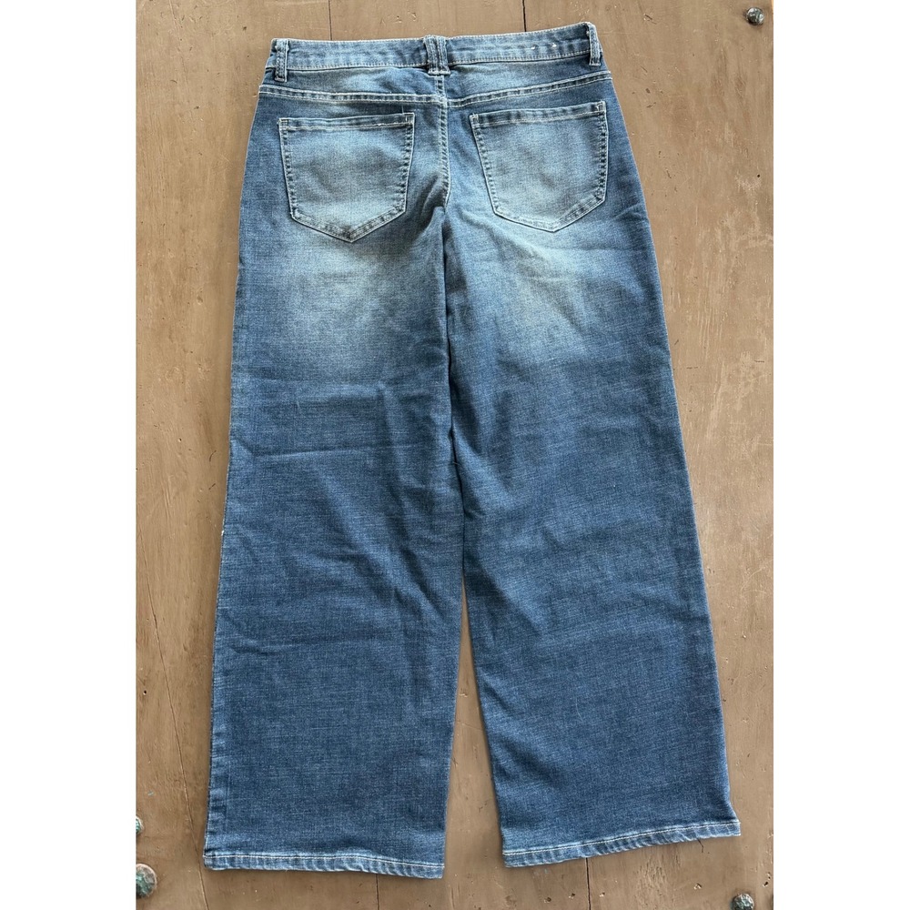 Y2K Wide Leg Teen Jeans Medium Wash Lagenlook Denim Size 7 - Picture 2 of 6